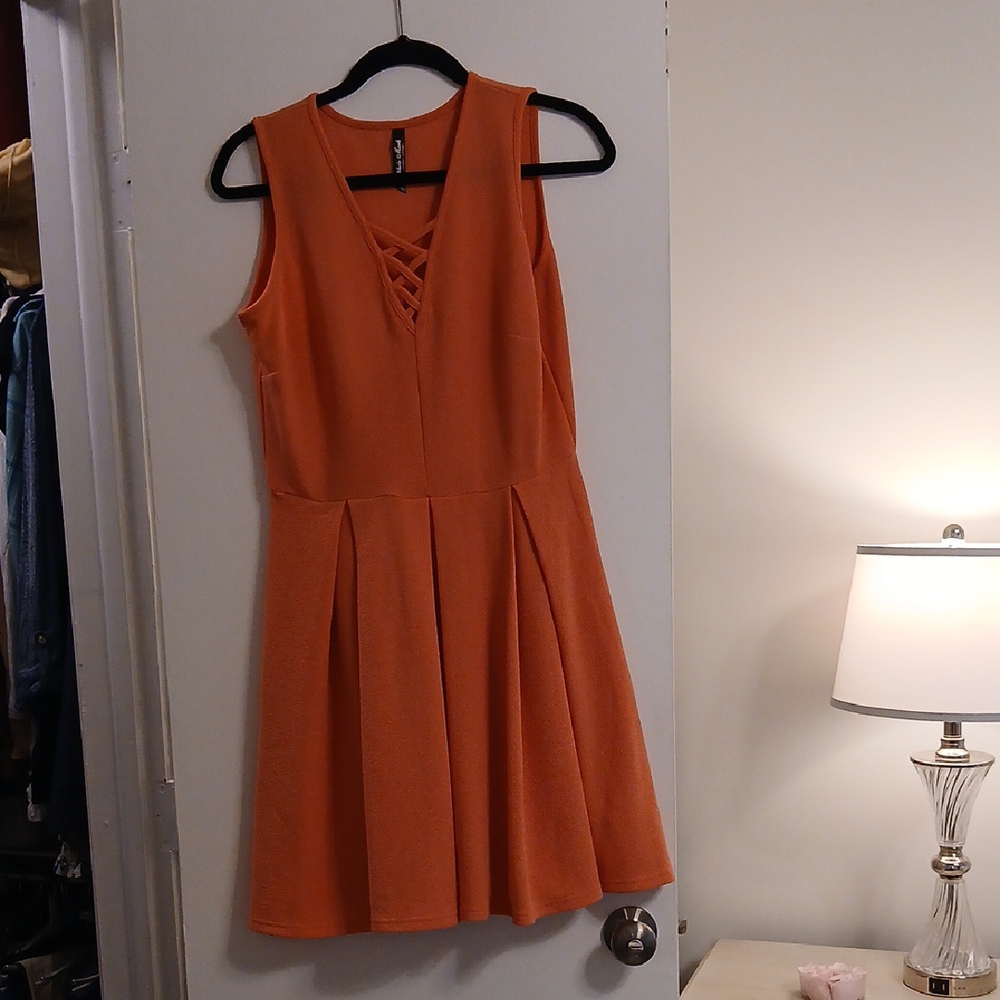 White Mark Vibrant Orange Mini Dress